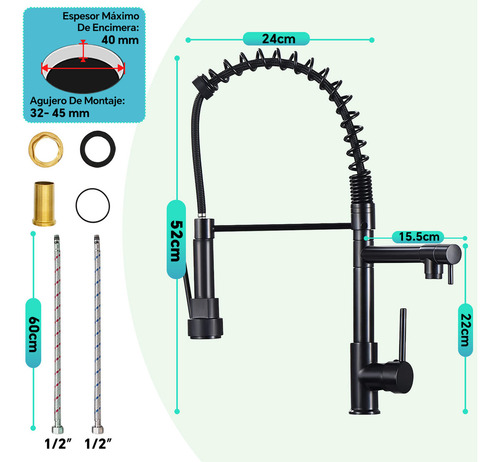 Grifo Monomando Fregadero Llave Mezcladora Tarja Cocina Flex