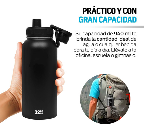 Botella Termo Acero Inoxidable, Tapa Asa Selladas Y A Prueba