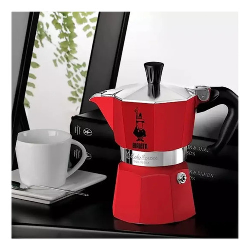 Cafetera Italiana Bialetti Moka Roja 3 Tazas Febo