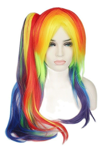 Peluca De Pelo Sintético Para Mujer, 65 Cm, Color Arcoíris,