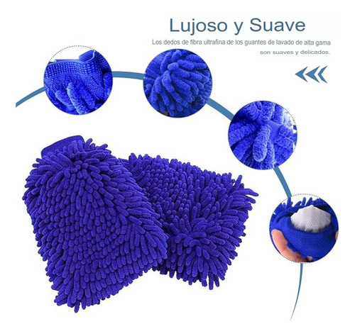 Guante Microfibra Profesional Premium Lavado Auto Anti Rayas Color Azul claro