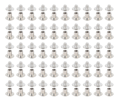 Juego De 50 Tornillos Para Encuadernación, Remaches Planos Y