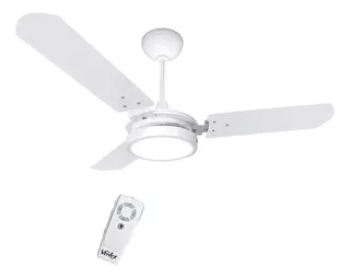 Ventilador de teto Ventex Valen LED con control remoto branco com 3 pás de madeira, 1.1 m de diâmetro 127 V