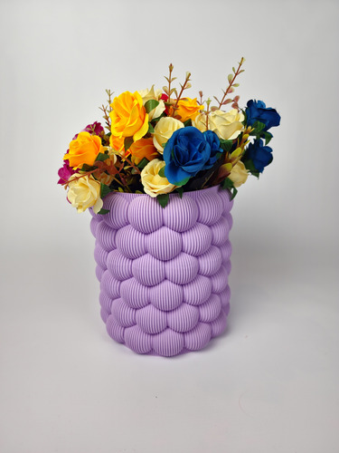 Maceta Grande Plastico Diseño Globitos N15 20x17 Violeta Burbujas