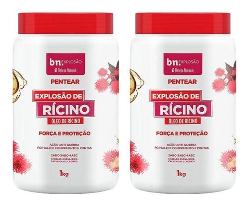 Creme Para Pentear Beleza Natural 1kg Explosao Ricino- 2un