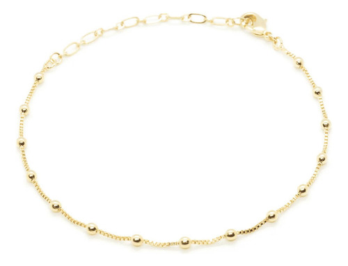 Pulseira Veneziana Bolinhas Banhada Em Ouro 18k