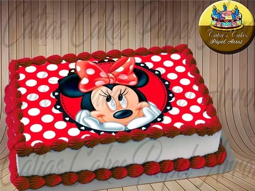 Papel De Arroz Comestivel Para Bolo Minnie Vermelha