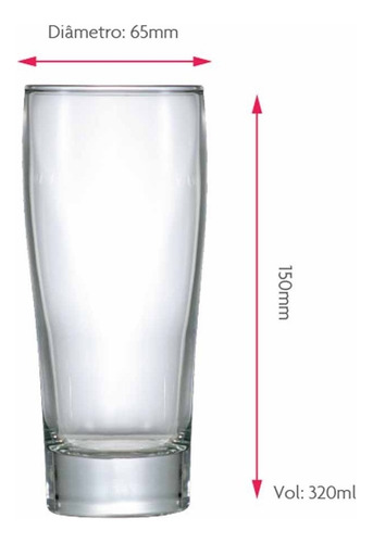 Jogo De Copo De Vidro Para Cerveja Prime M 6 Pçs 320ml, Ruvolo