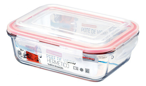 Pote De Vidro Hermético Grande Marmita Tampa Silicone 1050ml