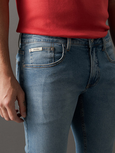 Calca Calvin Klein Masculina Super Skinny 5 Pockets Azul