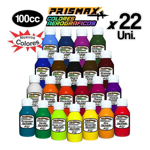 Tintas Acrílicas Prismax Aerografo Pack De 22 Colores