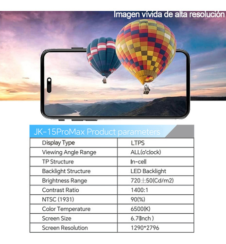 Pantalla Fhd Incell Táctil para iPhone 15 Pro Max Oled Display Diseñado por Land Cast Fabricado por JK