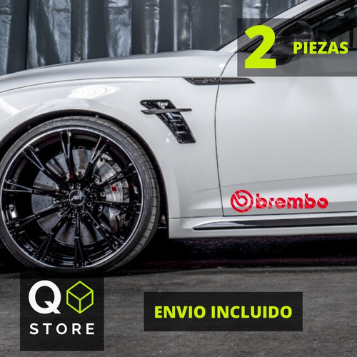 2x Sticker Brembo Universal Fibra De Carbono Rojo Y Negro 