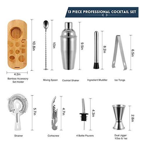 Cocktail Shaker Bar Mixer Set-bartender Profesional Acero In