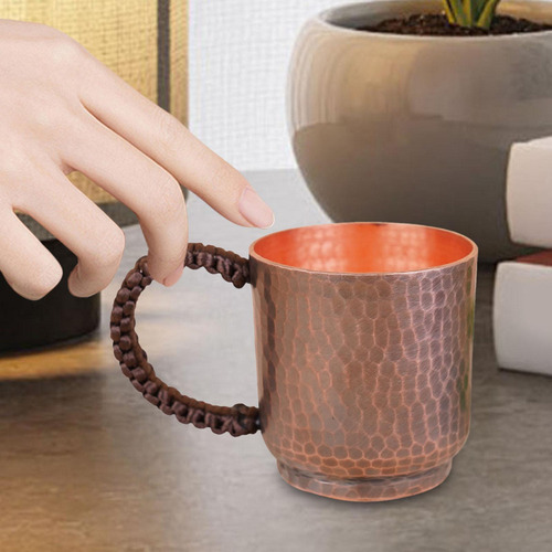 De Taza De Cobre De 100 Ml Con Asa, Taza De Agua Martillada,