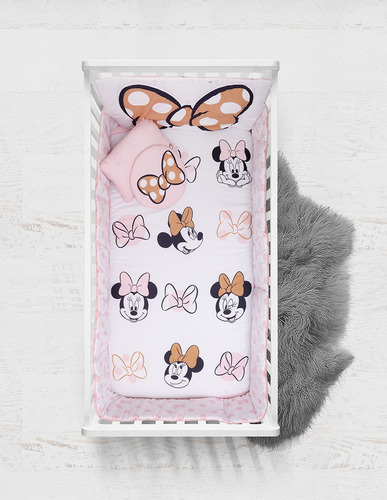 edredon para cuna cama cuna corral Adorable Minnie disney set de 6 piezas para cuna de 80 x 140 cm