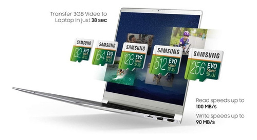 Memoria Micro Sd 128 Gb Samsung Evo Clase 10 4k 100mb/s Sdxc