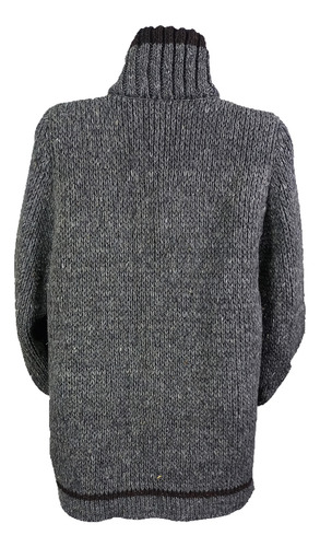 Sueter Chamarra 100% Lana Con Cierre Gris Oxford
