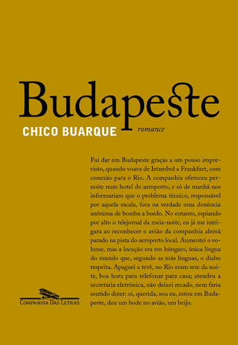 Budapeste, de Buarque, Chico. Editora Schwarcz SA, capa mole em português, 2003