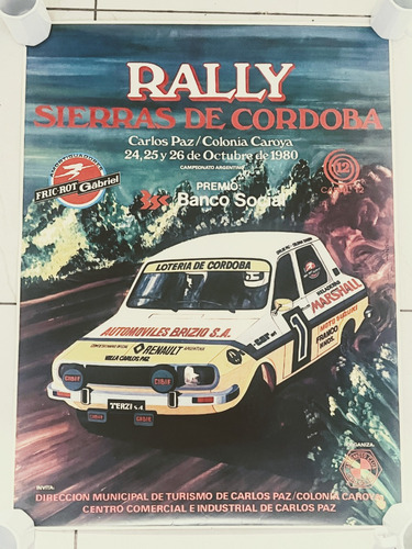 Afiche Poster Rally 1980 Original Renault 12 - 75 X 56 Cm