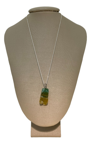 Colar Diamantado Prata 925 Fluorita Bruta