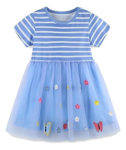 Vestido Bordado De Mariposas Para Niña De Verano, A La Moda,