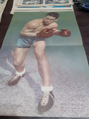 Antiguo Póster El Gráfico Boxeo 1936 José Carattoli (Usado)