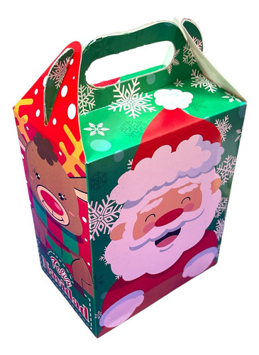 10 Cajas Para Dulces Con Diseño Santa Claus Y Reno Navideño