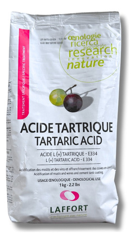 Acido Tartárico Enológico Laffort 25 Kg Para Acidificar Vino