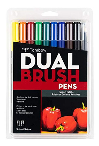 Tombow - Marcadores Con Doble Punta, Microfibra Y Pincel, 6