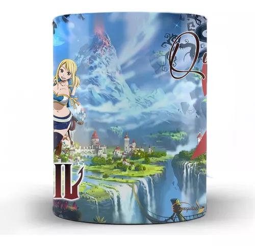 Caneca Fairy Tail Personagens Interior E Alça Branca