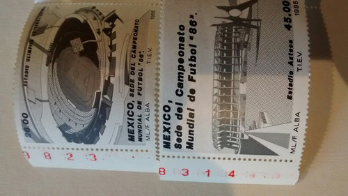 Imagen 2 de 3 de 3 Timbres Postaesl México 1986 Campeonato Mundial Futbol