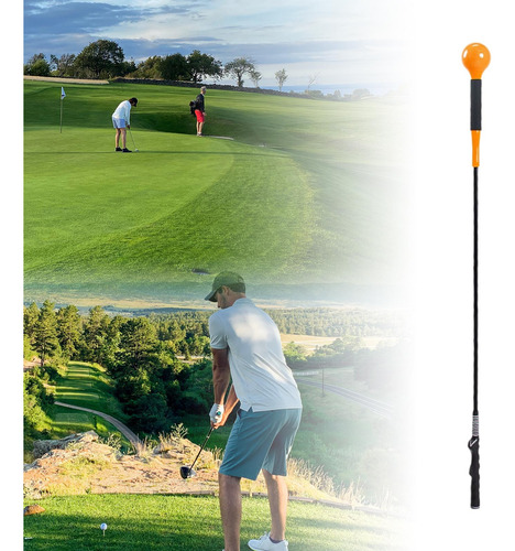 Treinador De Balanço De Golfe Vara Punho Canelado Laranja