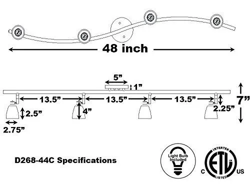 Luz De Riel Ajustable De 4 Luces, Acabado De Acero Cepi...
