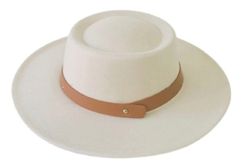 Sombrero Canotier Fieltro De Paño Ala Ancha Unisex Atemporal