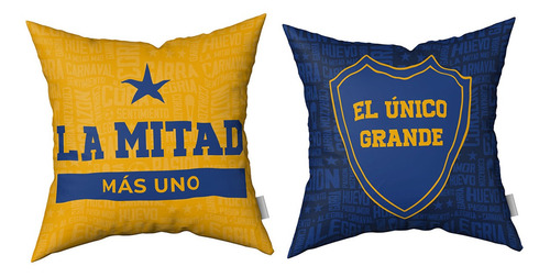 Combo Almohadones Almohadón Azul Y Oro Vellon Desmontable