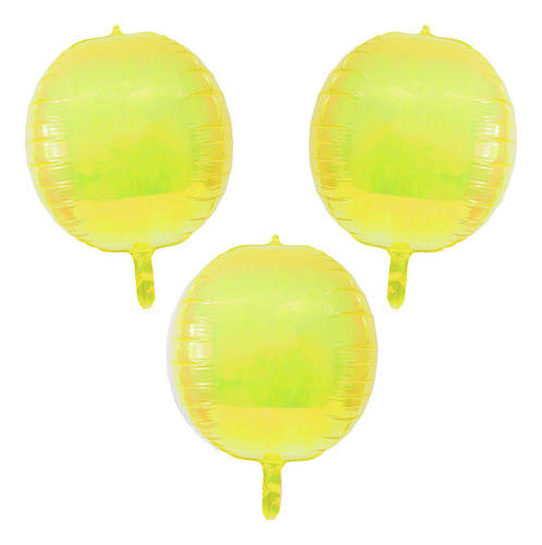 Globo Redondo Transparente Láser 4d Feliz Cumpleaños Deco 3p Color Amarillo