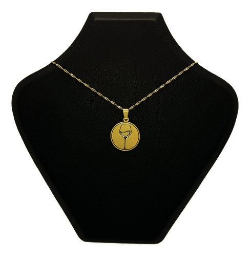 Cadena Y Dije Copa De Vino Enólogo Sommelier Oro 18k Amarillo 50 Cm