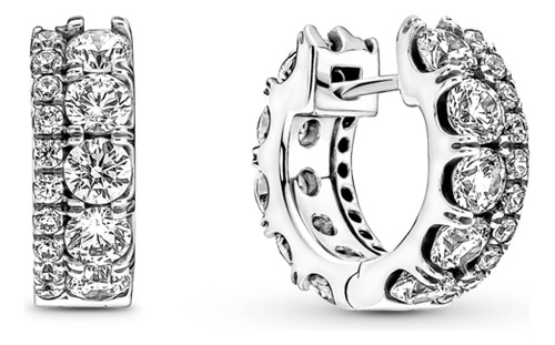 Aretes Pandora Aro Doble Banda En Pave