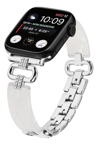 Malla Para Apple Watch Metalica Plata Y Blanco | Apta 38 Al 44