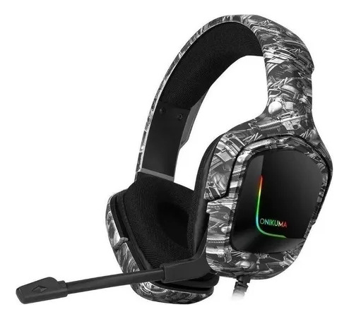 Auriculares Negros Gamer Onikuma K20 Con Luz Led Rgb