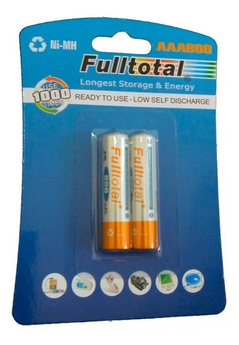 Pilas Recargable Fulltotal Aaa 800mah Pack X2 Unidades!!!