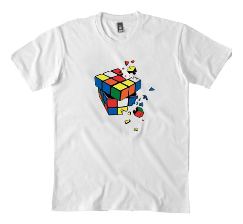 Imagen 1 de 6 de Remera Blanca Cubo Rubik Hombre Mujer Niños Modal Premium