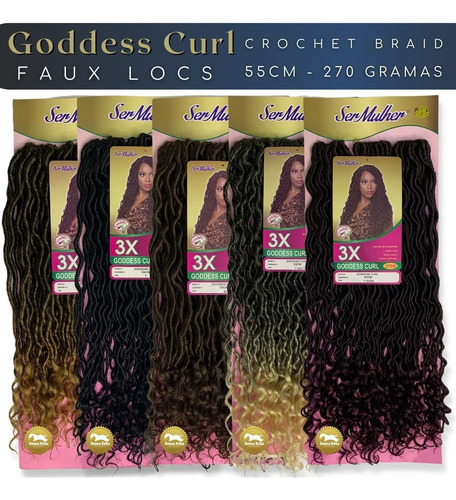 Cabelo Faux Locs Goddess Curl 55 Cm Ser Mulher + Brinde Cor 6 Castanho