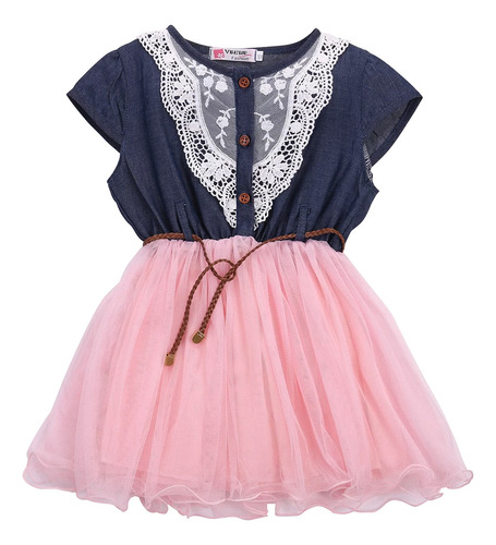 Vestido Infantil Menina Jeans Saia Festa Ano Novo + Cinto