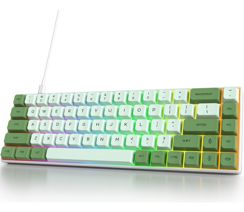 Teclado Para Juegos Owpkeenthy Wired 65% Mecánico Matcha Ke.