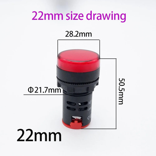 Alarme Luminoso Com Led 22mm 12v Modelo Ad16-22ds Vermelho