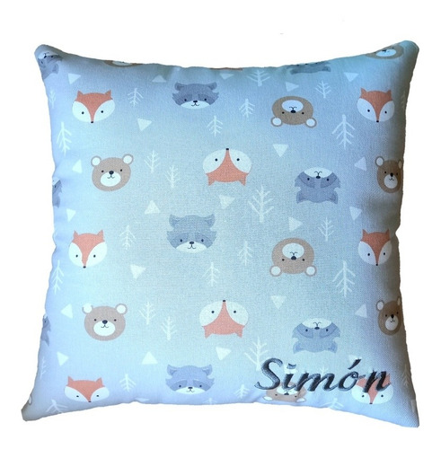 Almohadon Infantil Nombre Bordado Bebe Niños 38x38cm