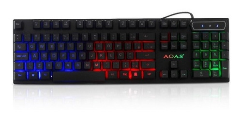 Imagem 2 de 4 de Kit Teclado + Mouse Com Led Colorido Usb 1,5mt