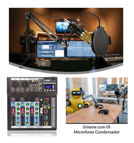 Imagem 2 de 5 de Combo Audio Mesa De Som + Microfone Condensador Webcast